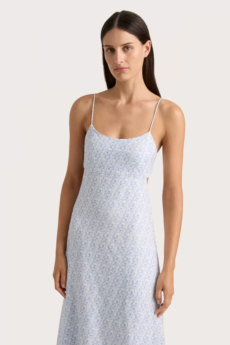 Shop Faithfull the Brand Antibes Midi Dress Leilani Mid Blue