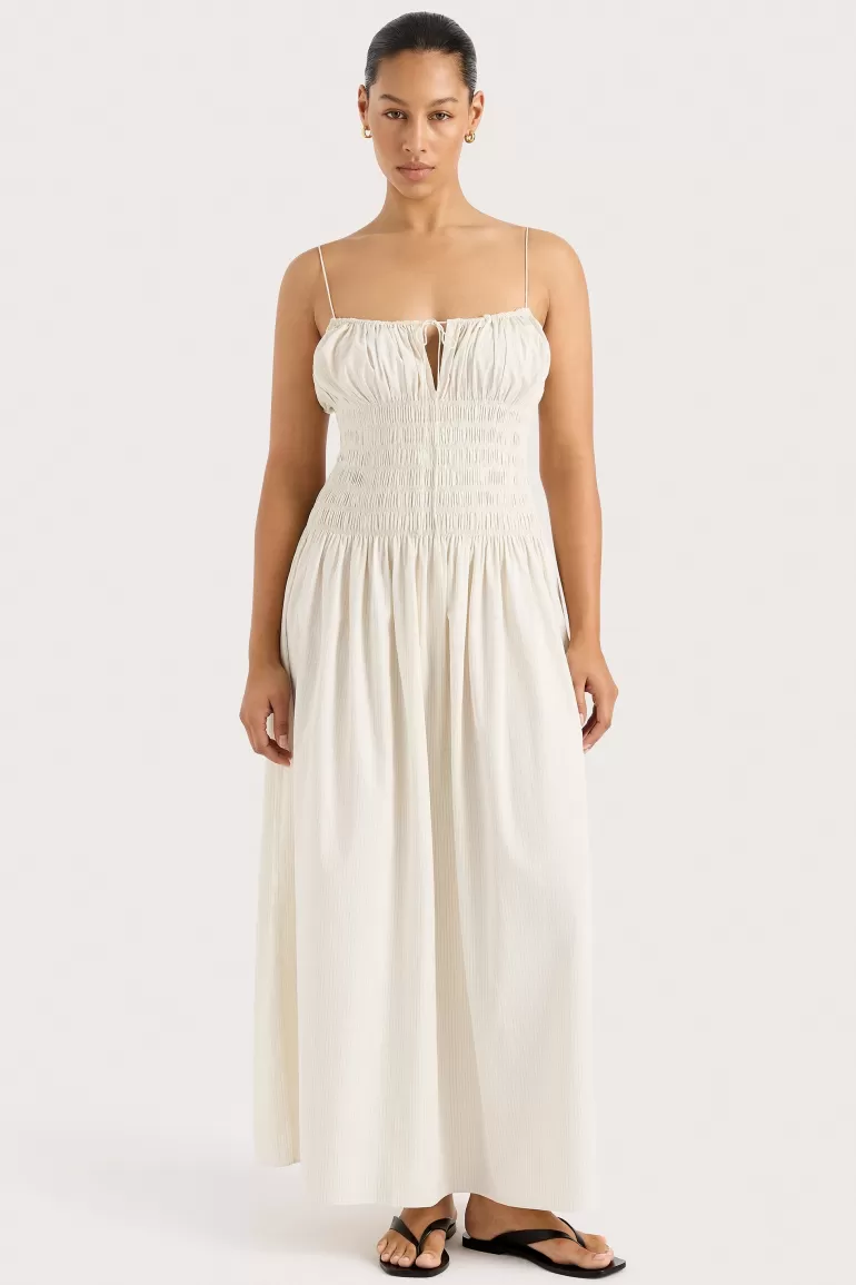 Discount Faithfull the Brand Aya String Maxi Dress Cream Pinstripe