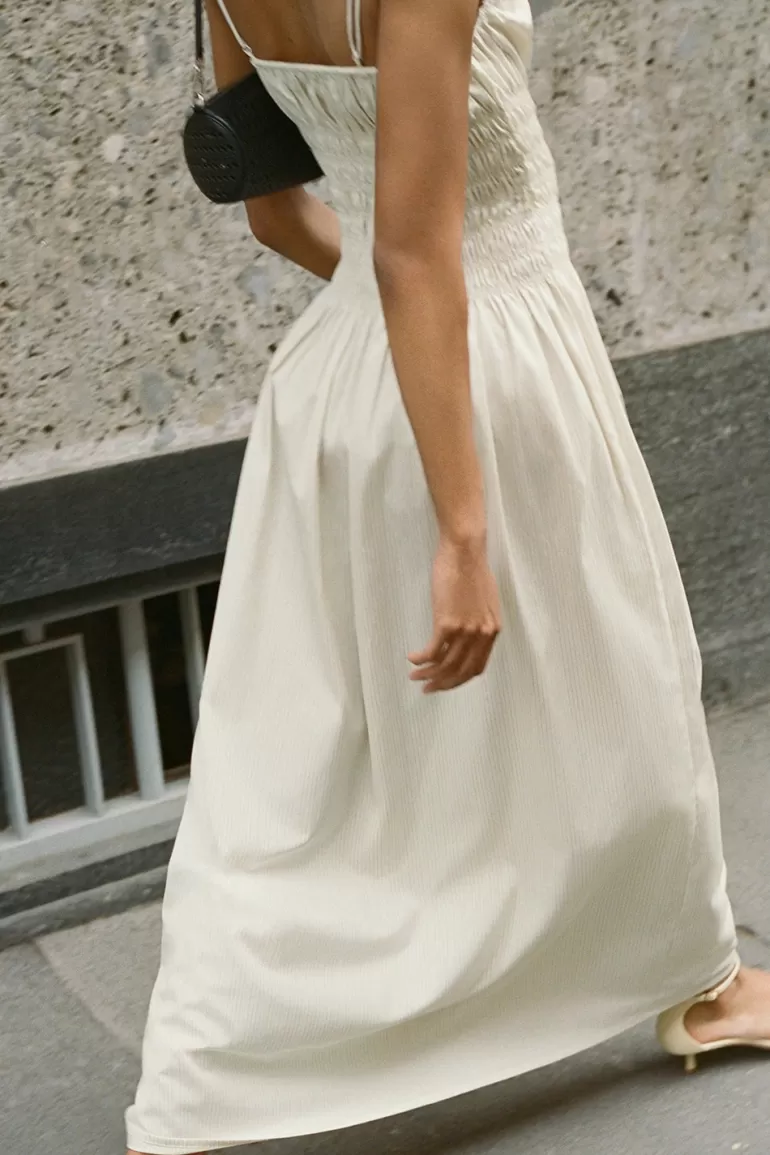 Discount Faithfull the Brand Aya String Maxi Dress Cream Pinstripe