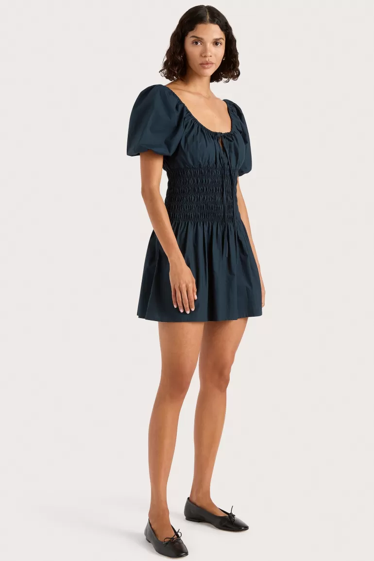 Shop Faithfull the Brand Beatrice Mini Dress Navy