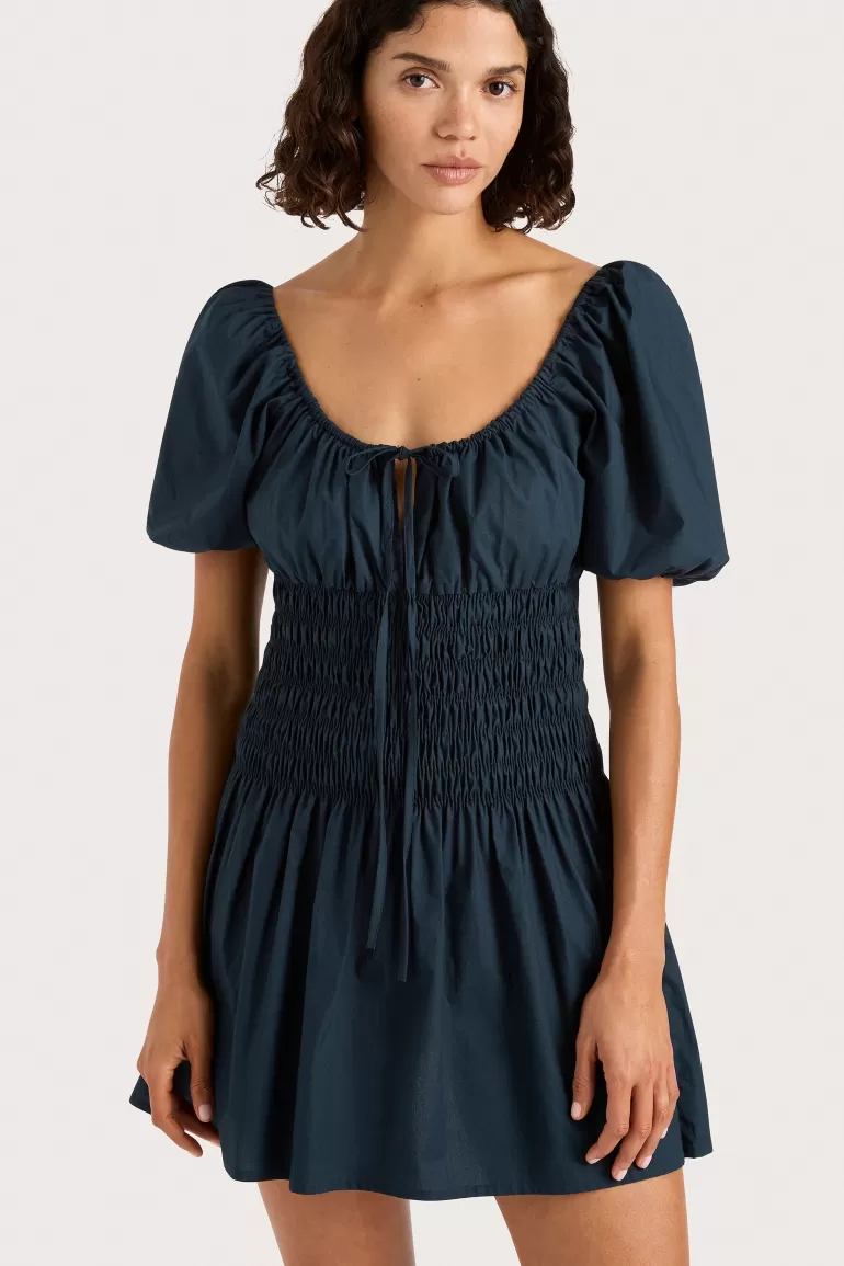 Shop Faithfull the Brand Beatrice Mini Dress Navy