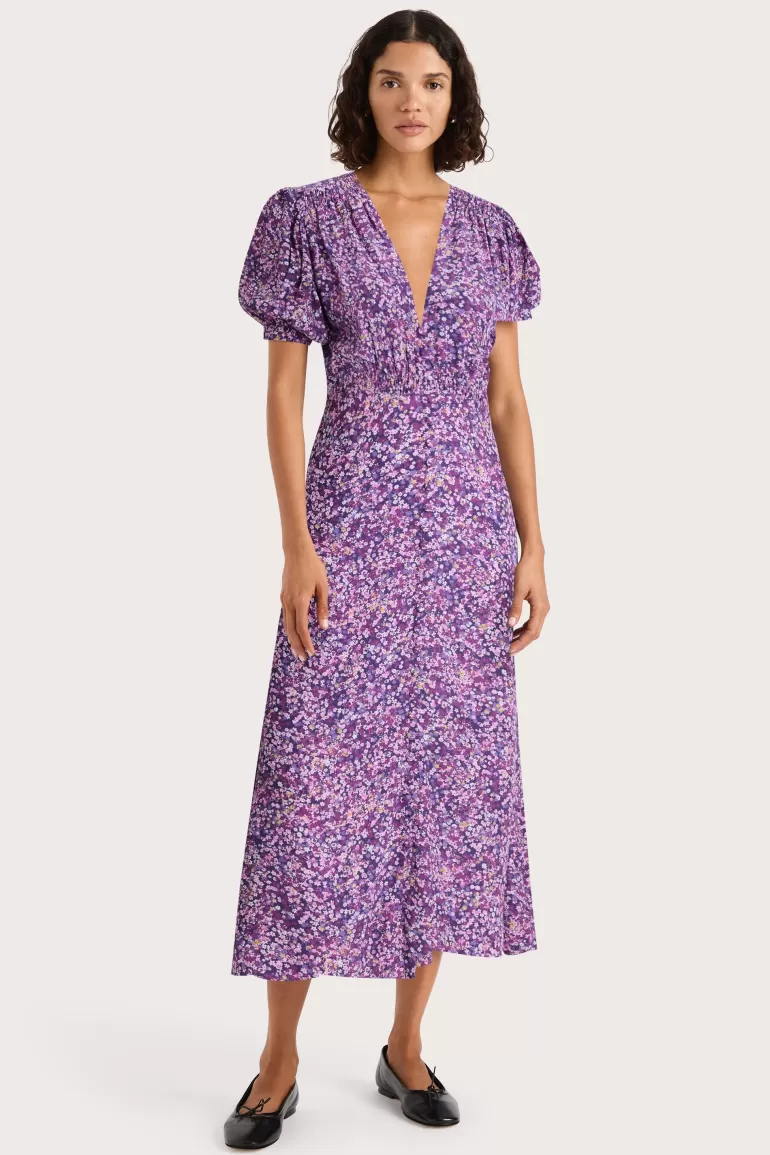 Clearance Faithfull the Brand Bellavista Midi Dress Meander Micro Purple