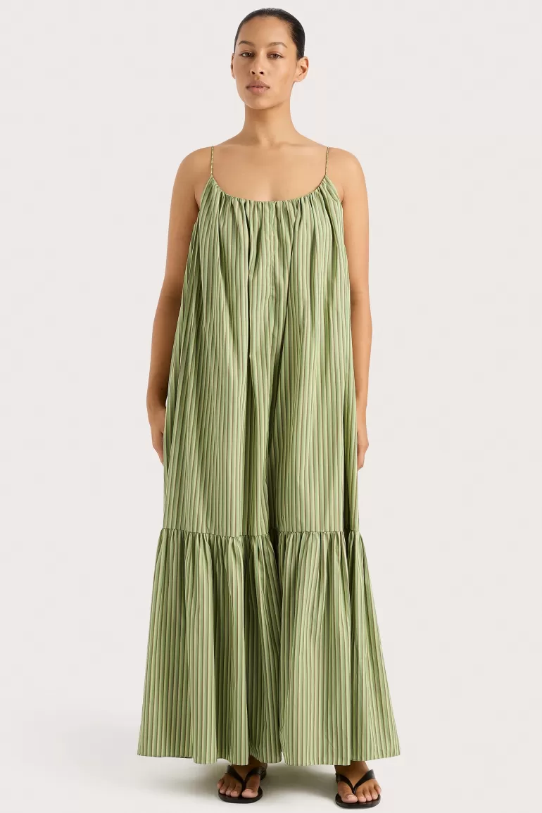 Store Faithfull the Brand Elodie Maxi Dress Green Stripe