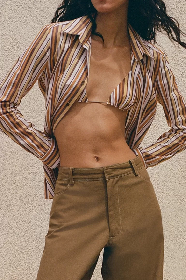 Sale Faithfull the Brand En Vau Shirt Terracotta Stripe