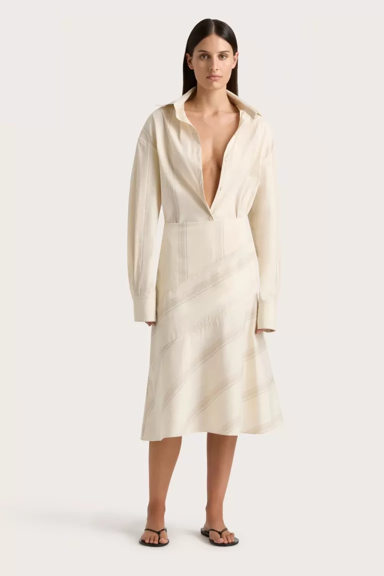 Hot Faithfull the Brand En Vau Skirt Foam Taupe Stripe