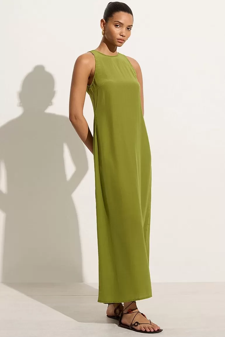 Fashion Faithfull the Brand Esposende Midi Dress Palm Green - Final Sale