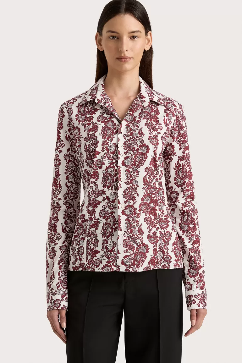 Best Sale Faithfull the Brand Estelle Fitted Shirt Striped Floral Wine