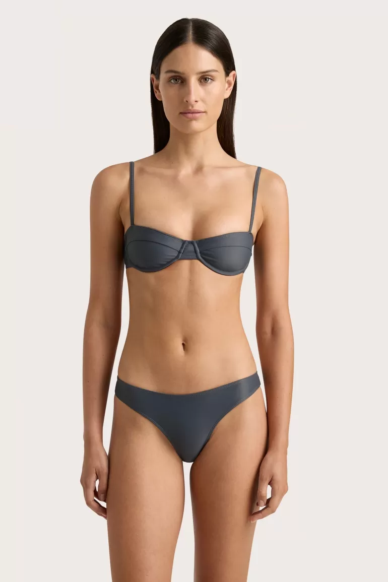 New Faithfull the Brand Farrah Bikini Top Charred Navy