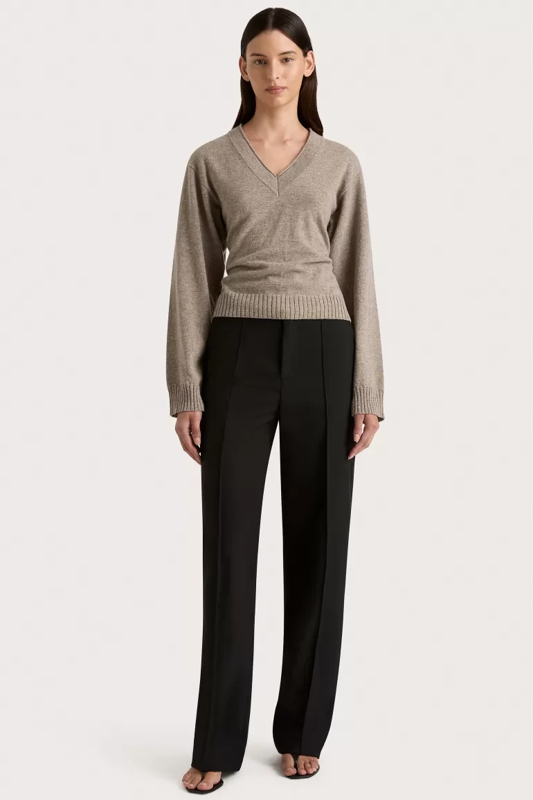Shop Faithfull the Brand Frederikke Cashmere Sweater Taupe Marle