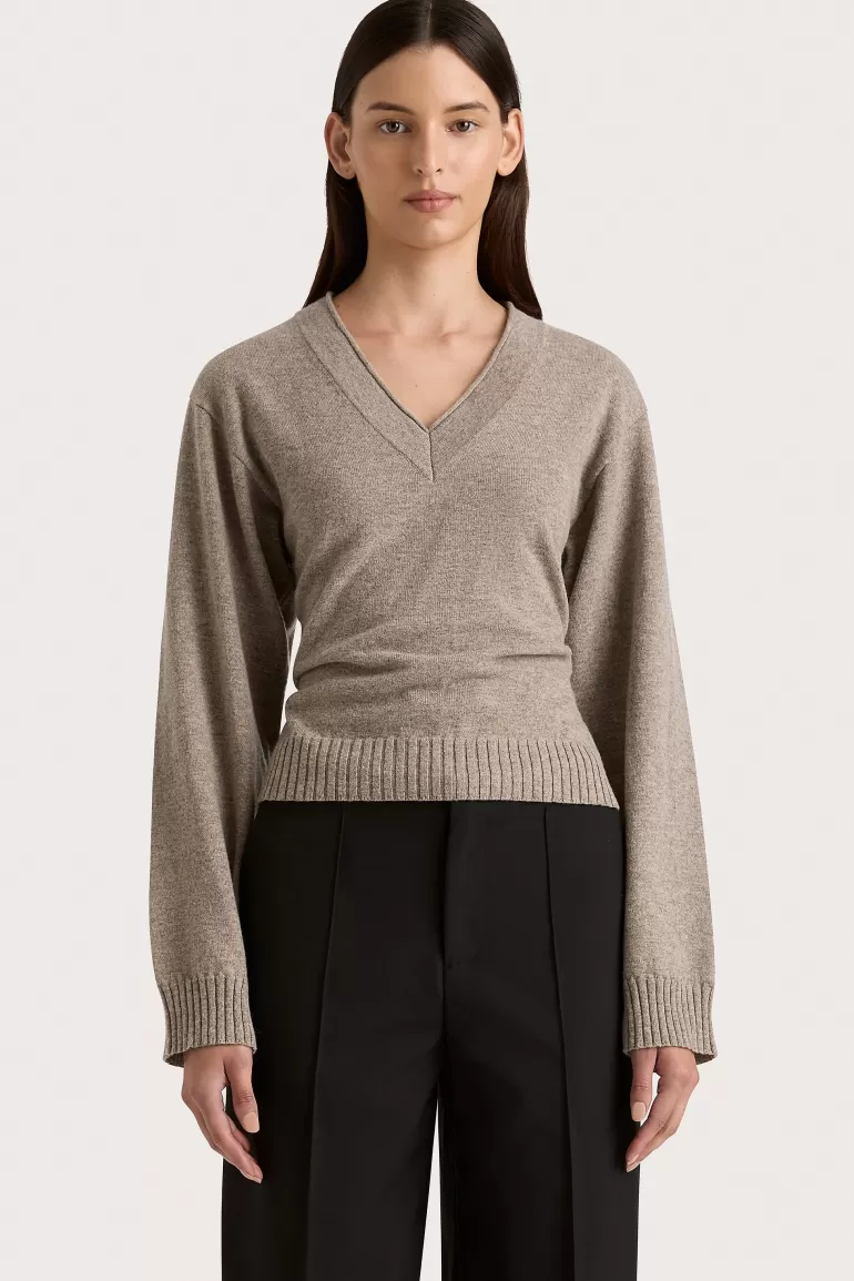 Shop Faithfull the Brand Frederikke Cashmere Sweater Taupe Marle