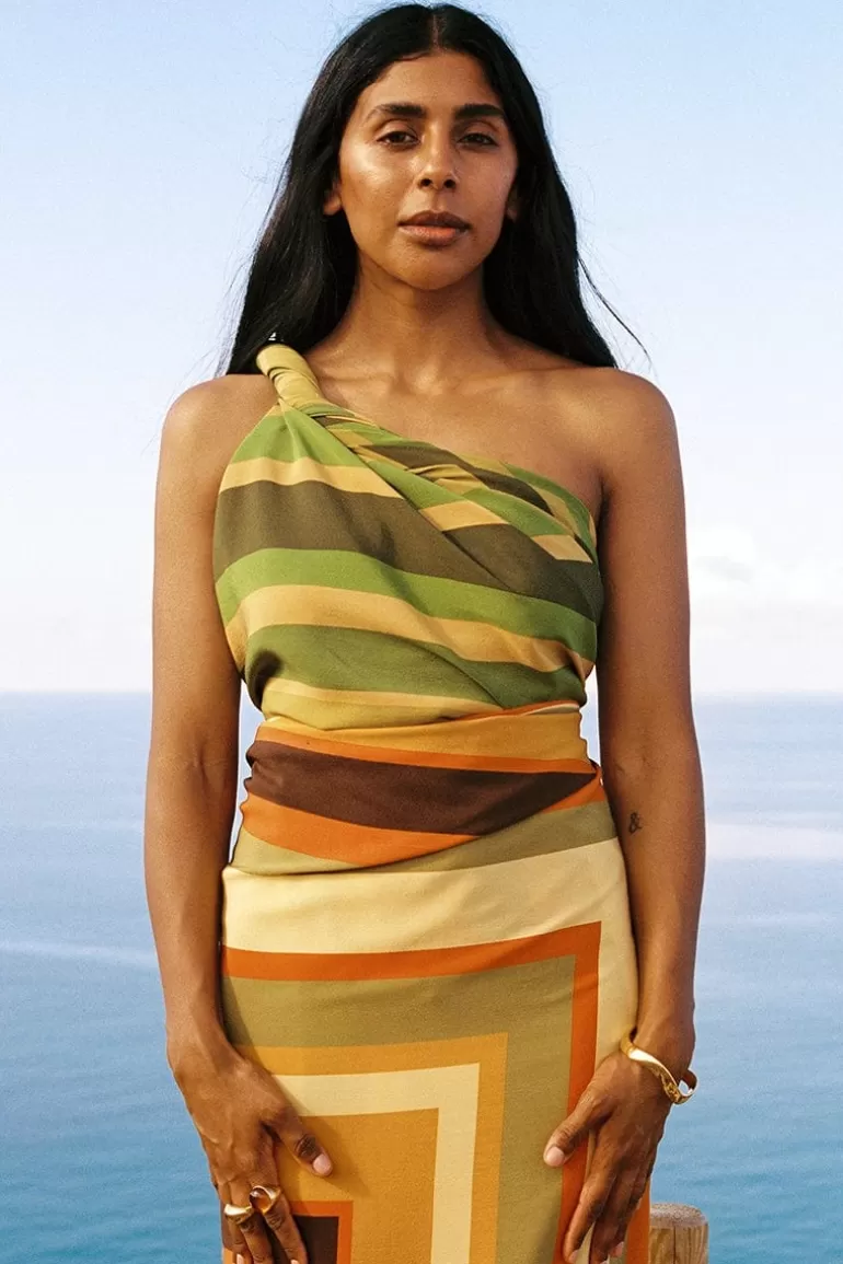 Shop Faithfull the Brand Fátima Pareo Cisco Stripe Palm - Final Sale
