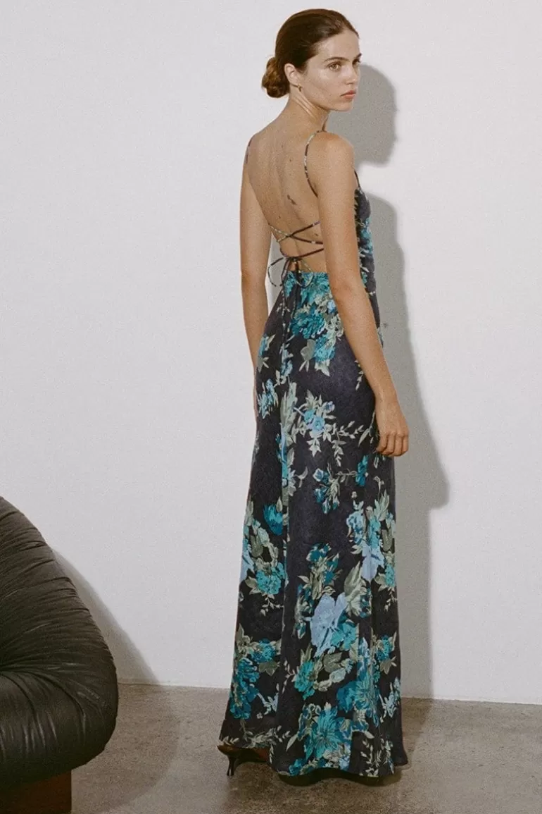 Shop Faithfull the Brand Garcia Maxi Dress Escala Floral Navy - Final Sale