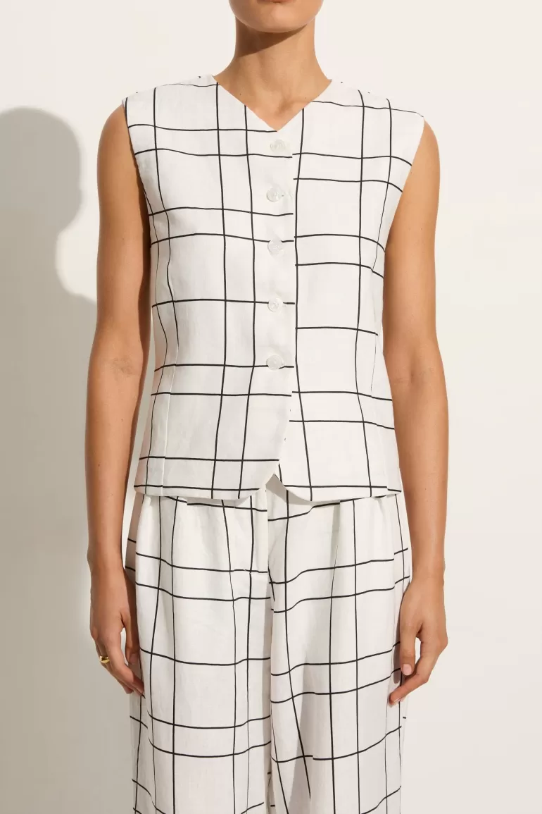 Online Faithfull the Brand Genio Vest Letizia Check White