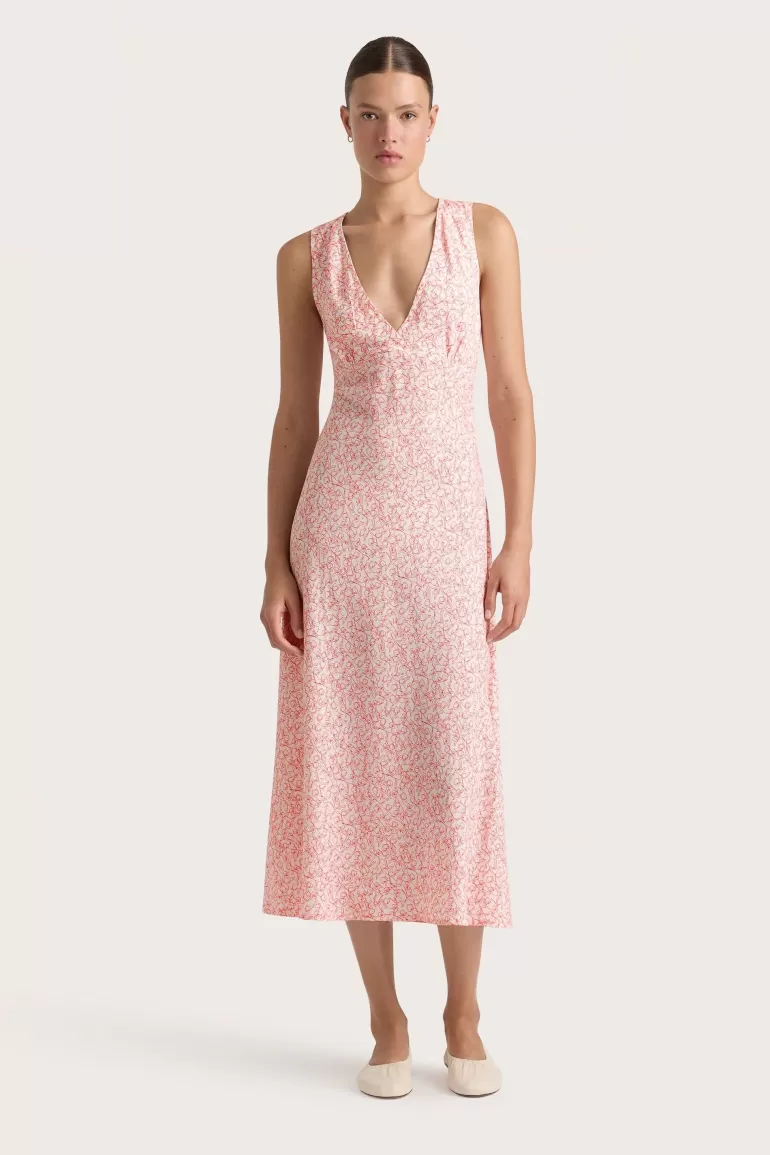 Discount Faithfull the Brand Jardin Midi Dress Calla Vermillion