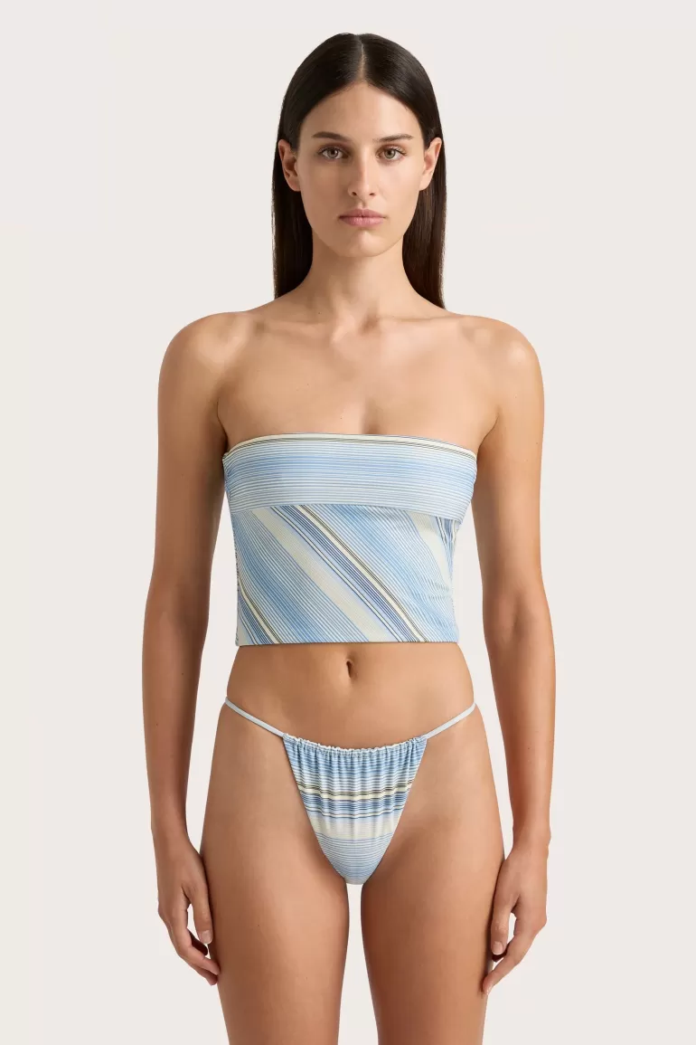 Sale Faithfull the Brand Jean Swim Top Futura Stripe Sky Blue