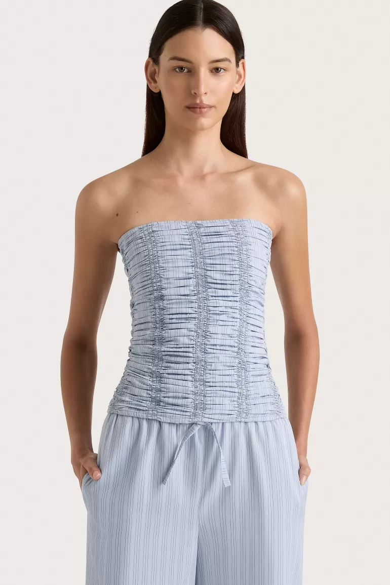 Best Sale Faithfull the Brand Jilliane Top Blue Pinstripe