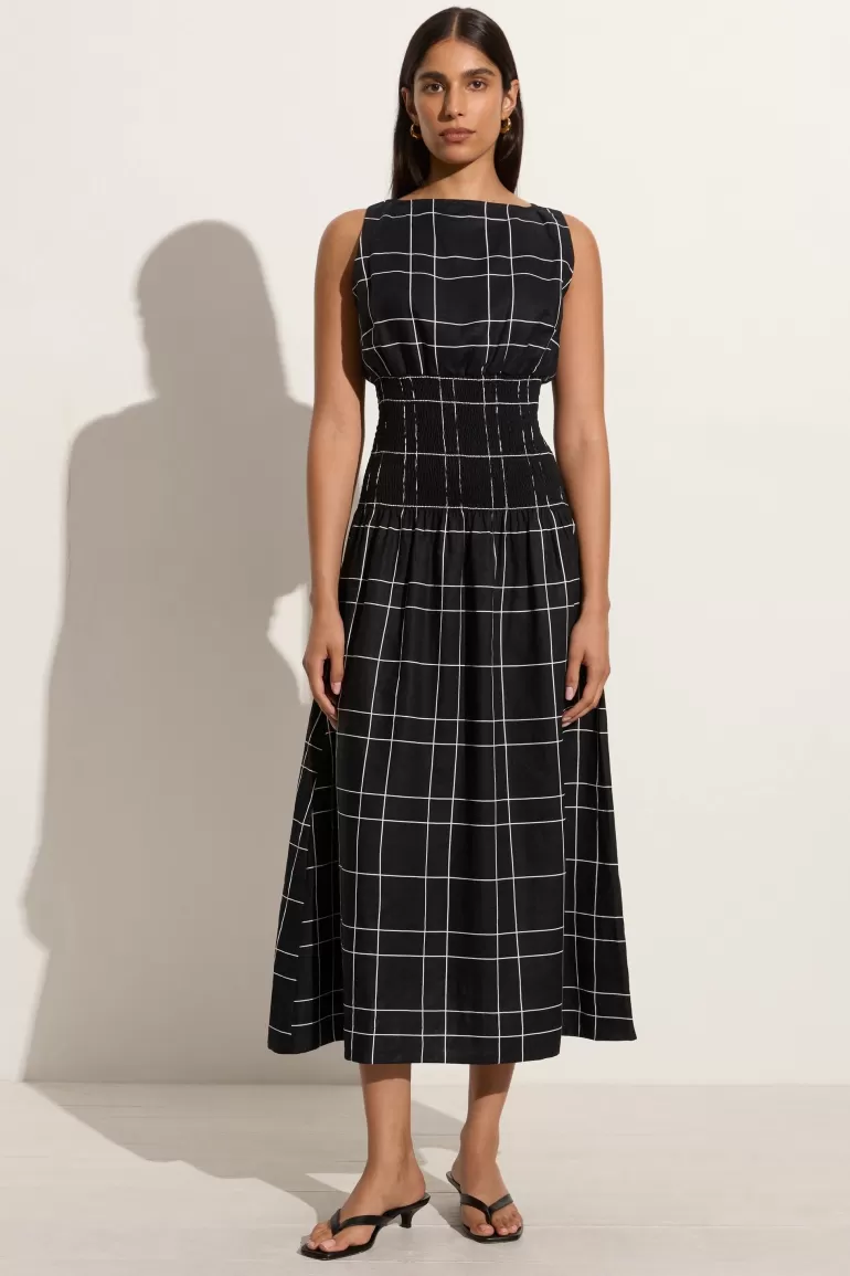 Outlet Faithfull the Brand La Canella Midi Dress Letizia Check Black - Final Sale