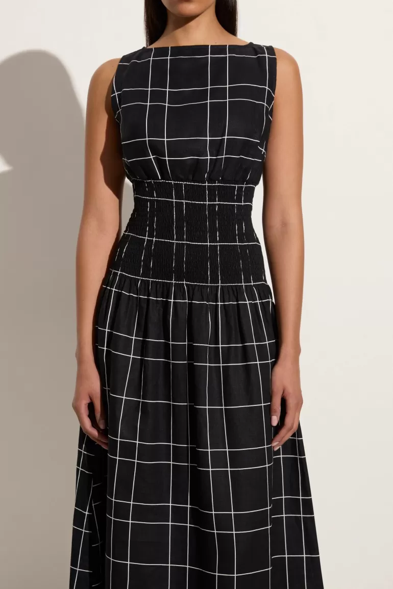 Outlet Faithfull the Brand La Canella Midi Dress Letizia Check Black - Final Sale