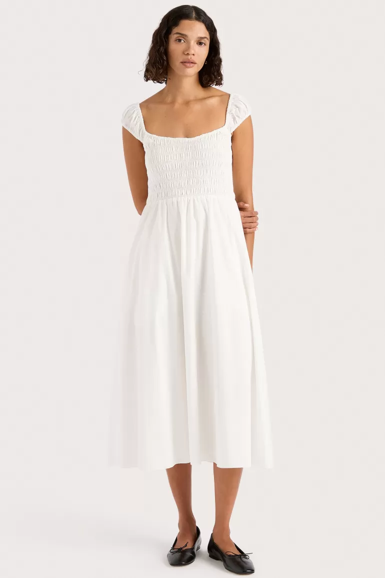 Online Faithfull the Brand Lene Midi Dress White