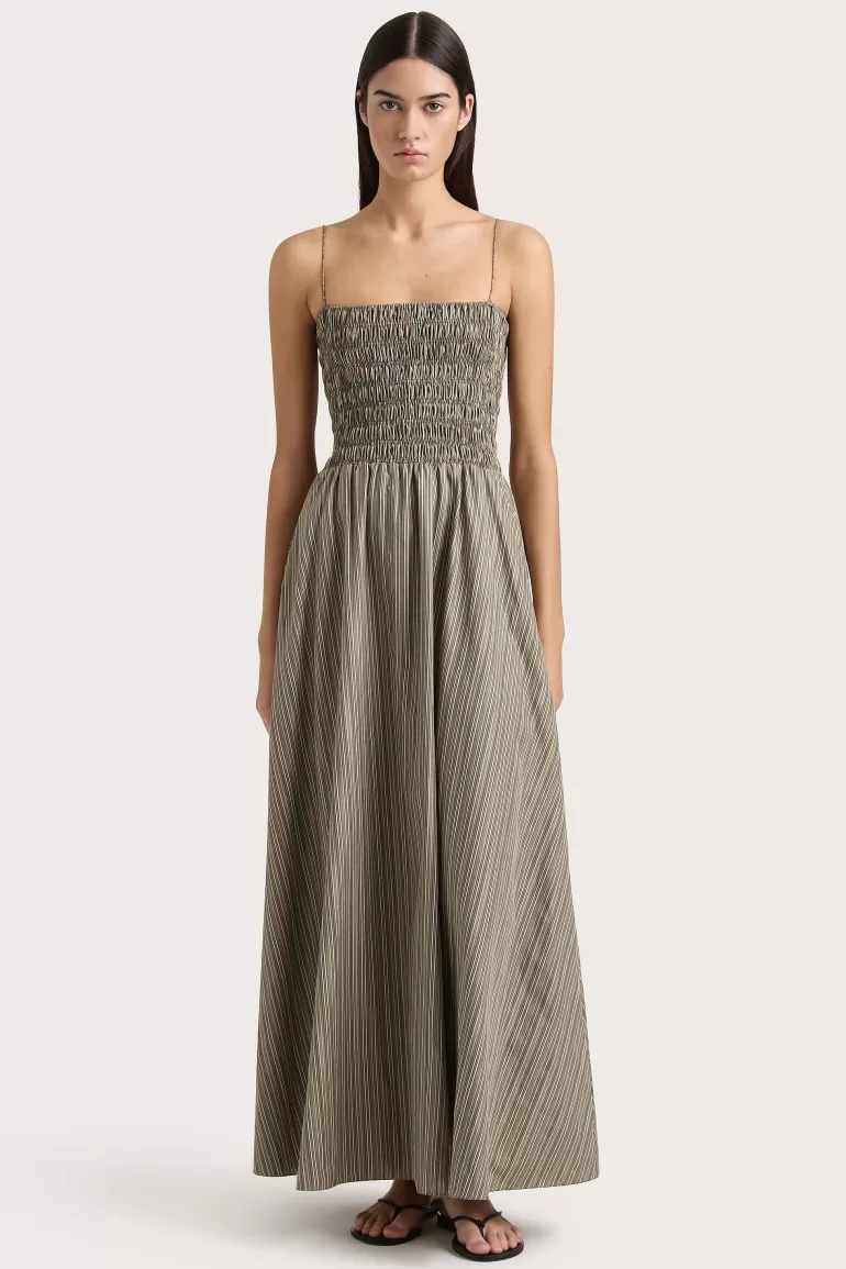 Online Faithfull the Brand Lida Maxi Dress Khaki Stripe