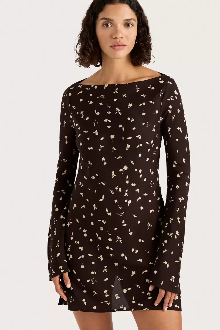 Cheap Faithfull the Brand Lilou Mini Dress Clover Brown