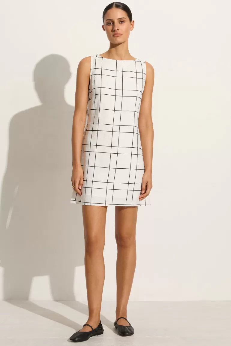 Clearance Faithfull the Brand Lui Mini Dress Letizia Check White