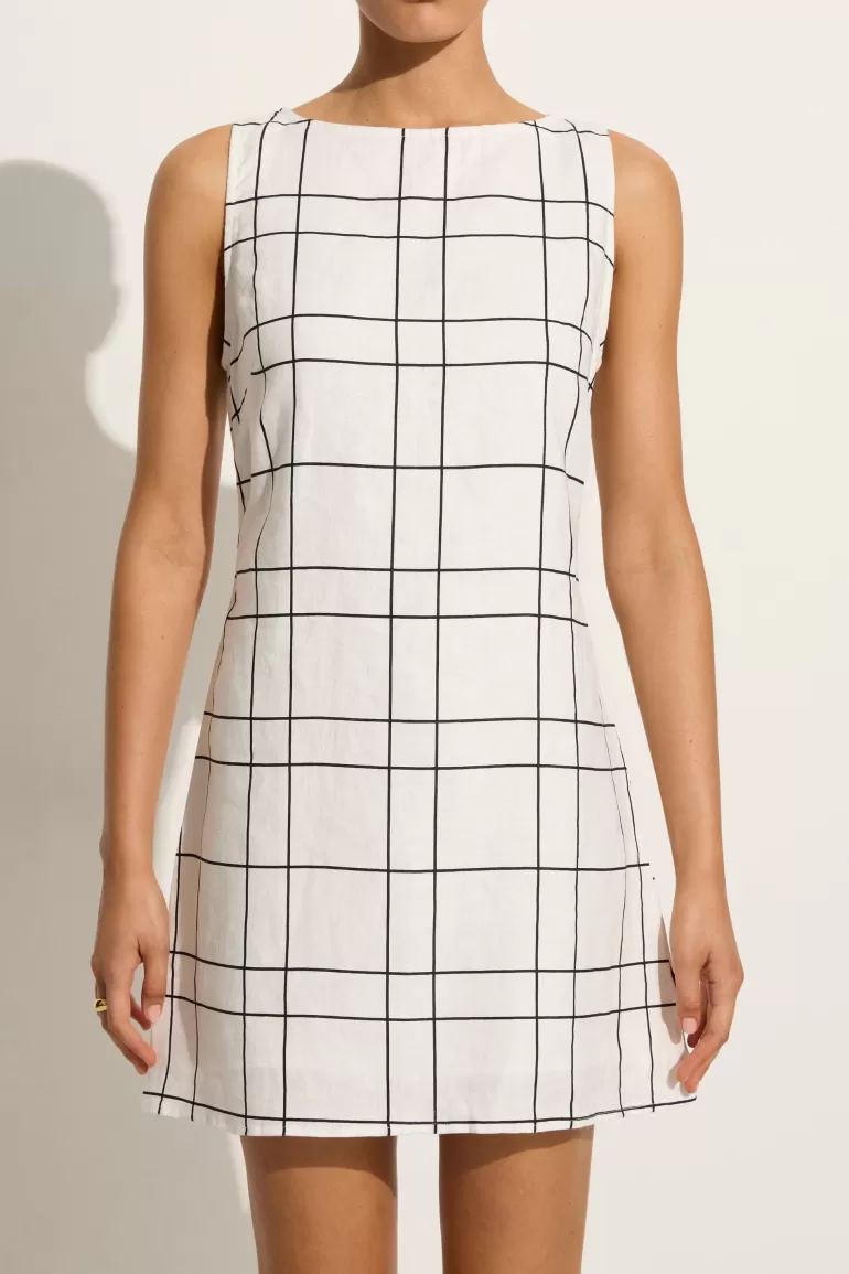 Clearance Faithfull the Brand Lui Mini Dress Letizia Check White