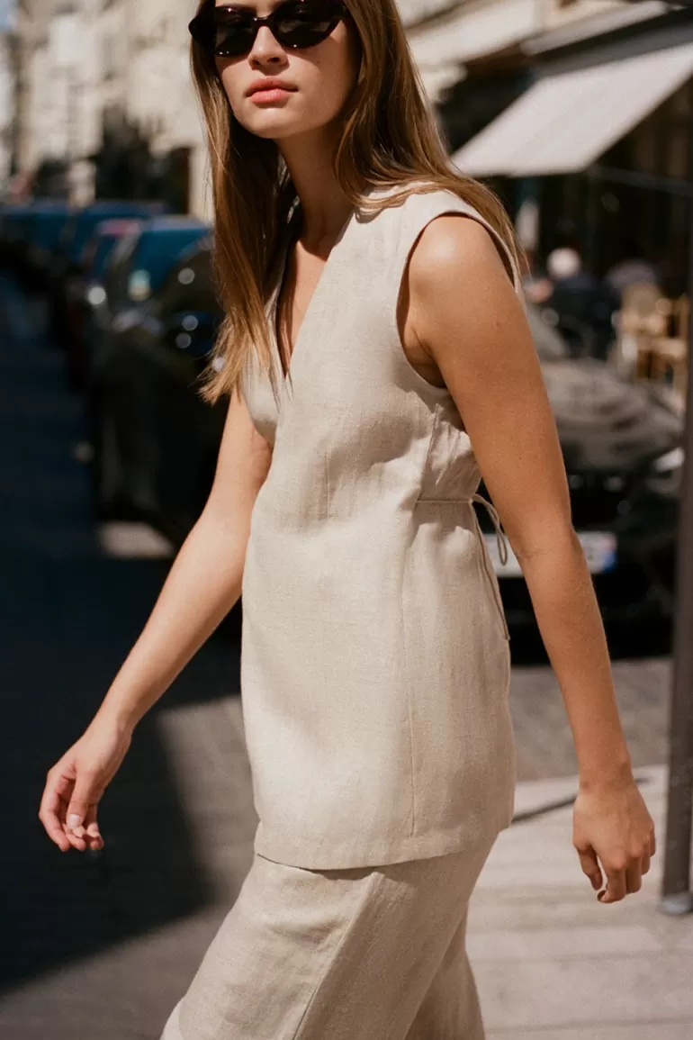 Online Faithfull the Brand Lulea Wrap Vest Oatmeal