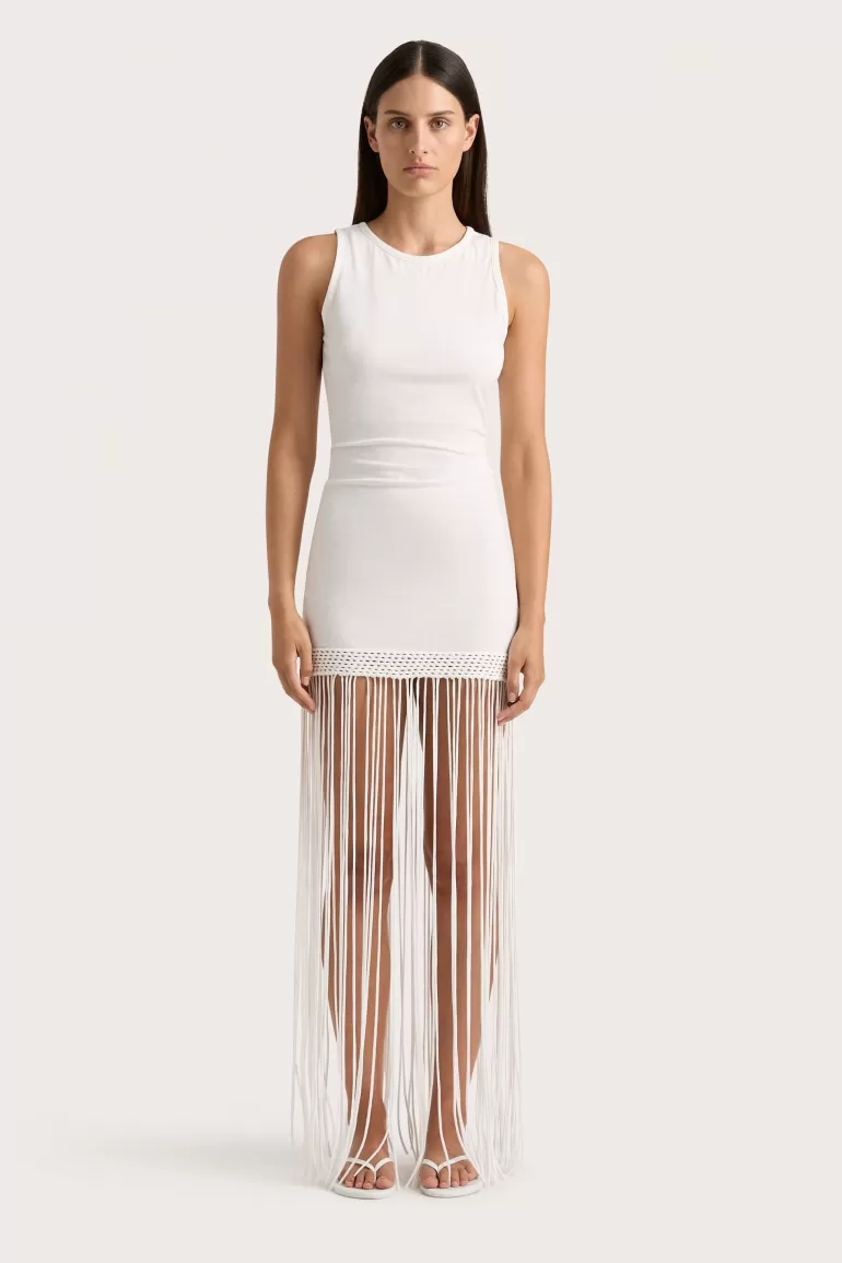 Sale Faithfull the Brand Maceio Fringed Dress White