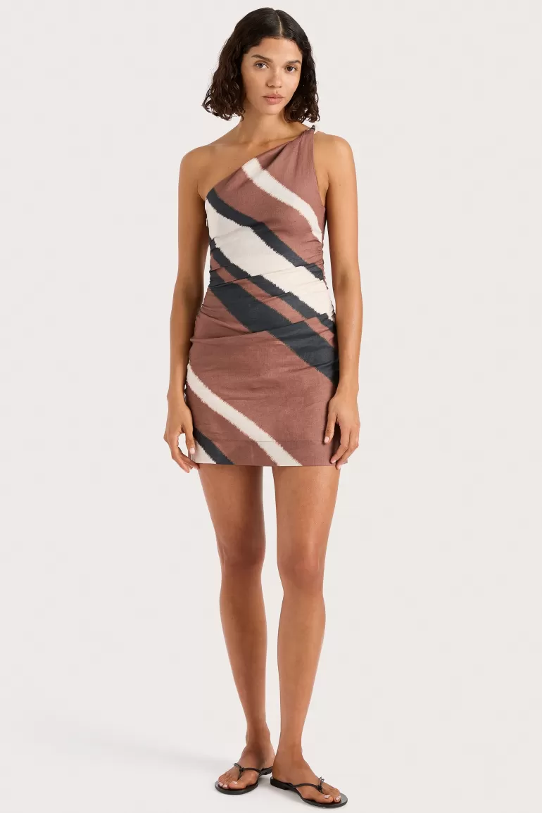 Cheap Faithfull the Brand Marga Mini Dress Futura Stripe Chocolate