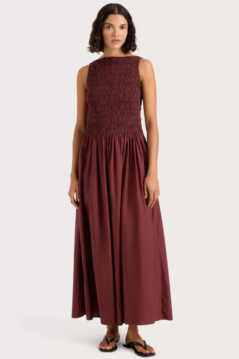 Shop Faithfull the Brand Margot Maxi Dress Bordeaux
