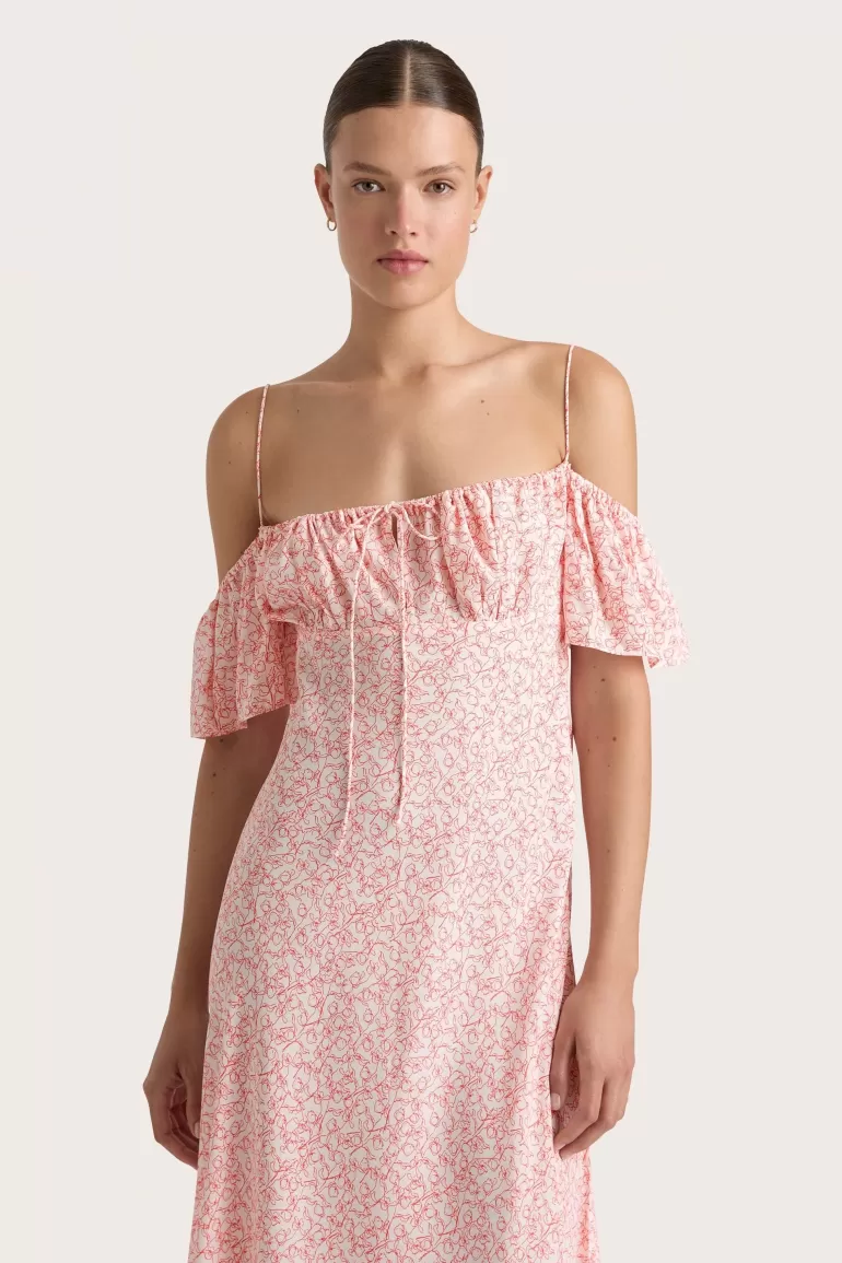 Flash Sale Faithfull the Brand Menton Midi Dress Calla Vermillion