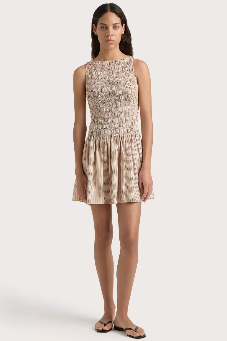 Outlet Faithfull the Brand Noa Mini Dress Pinstripe Garnet Blush
