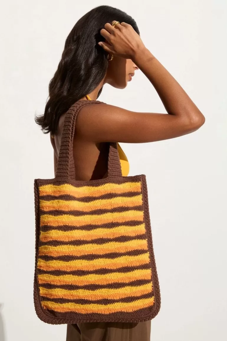 Shop Faithfull the Brand Pula Crochet Tote Bag Orange (Exclusive) - Final Sale