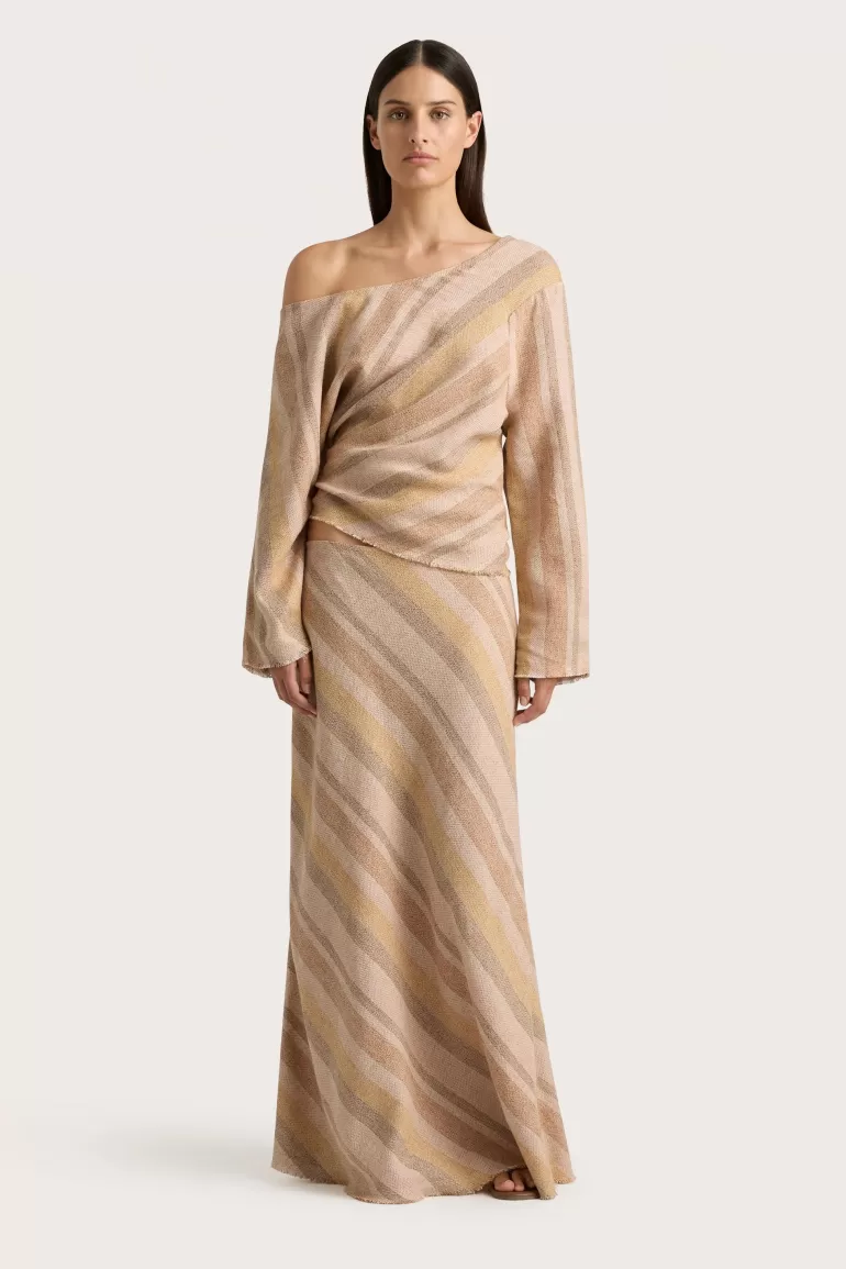 Hot Faithfull the Brand Sao Paulo Skirt Terracotta Stripe