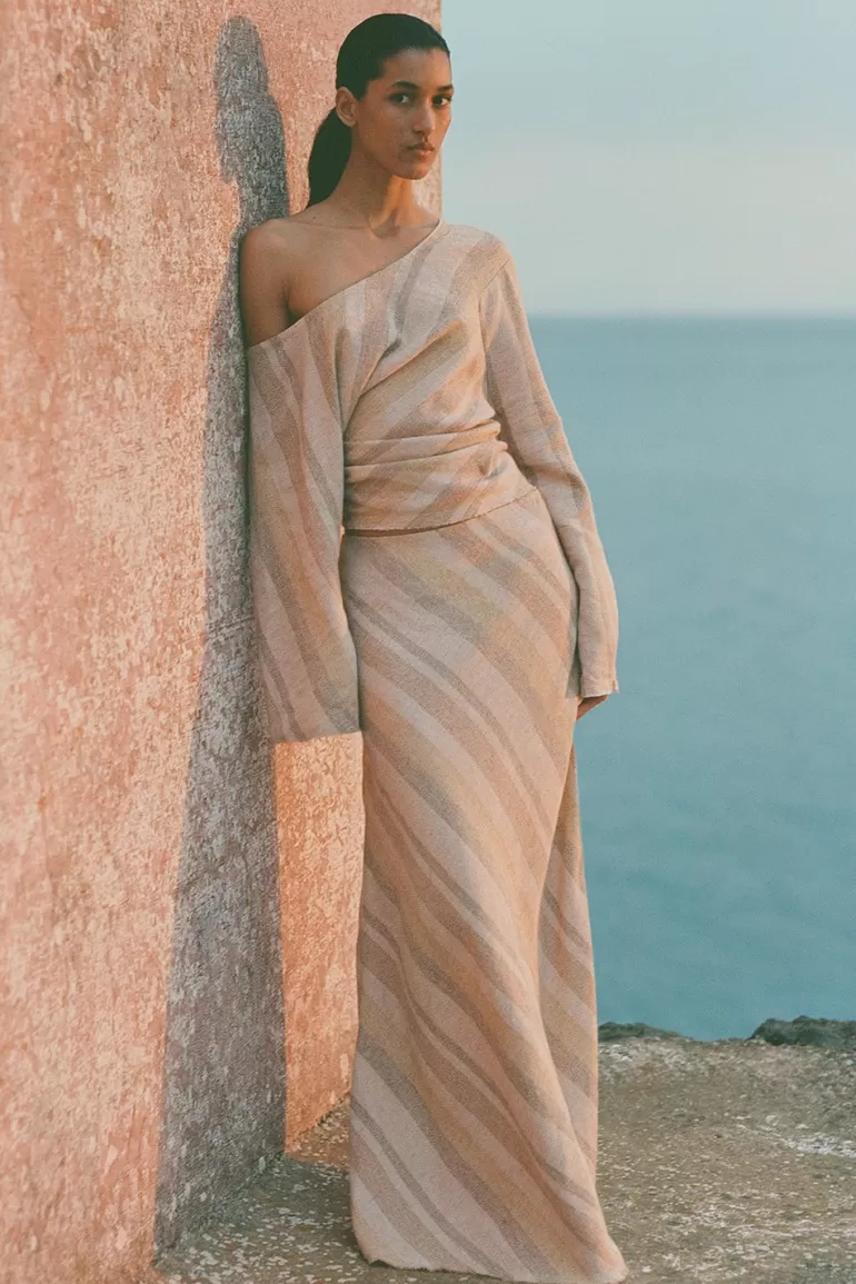 Hot Faithfull the Brand Sao Paulo Skirt Terracotta Stripe