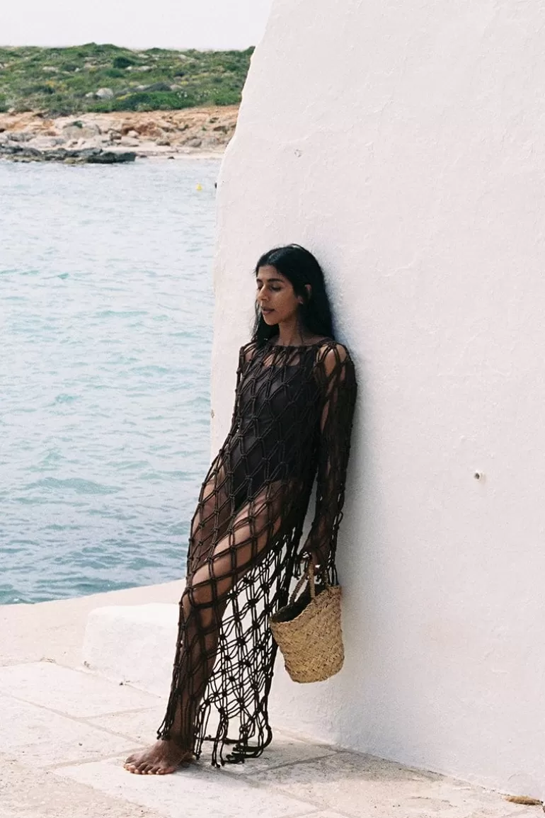 Outlet Faithfull the Brand Sintra Macrame Dress Chocolate - Final Sale